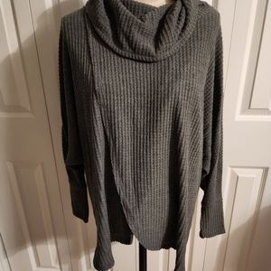 Lularoe Kristin cowl neck pullover waffle sweater.  Medium, grey